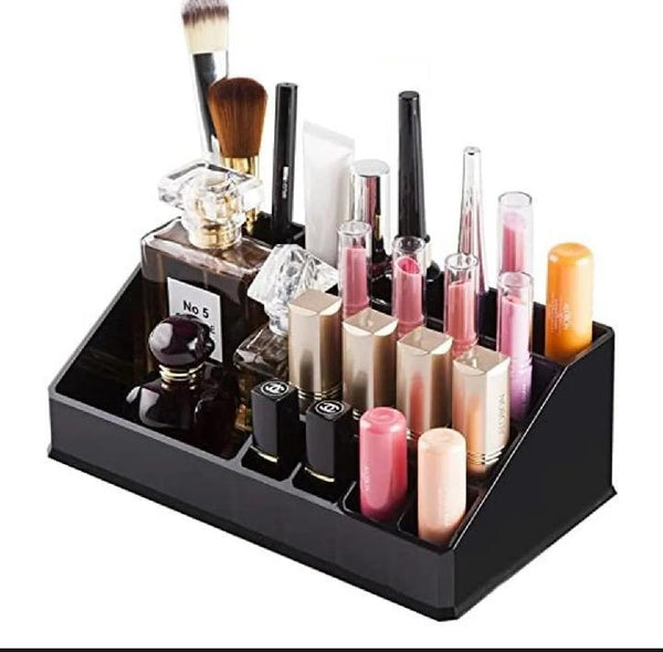 Black Makeup Organizer with Angled Slots ABS Plastic