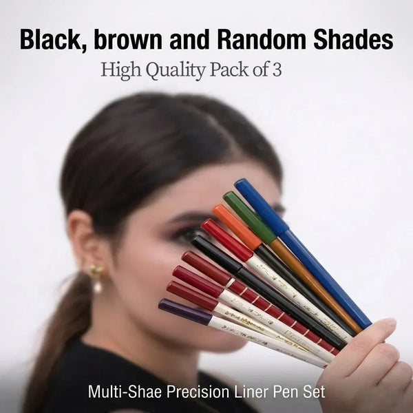 Multi-Shade Precision Liner Pen Set 3 Pcs Matte High Pigment