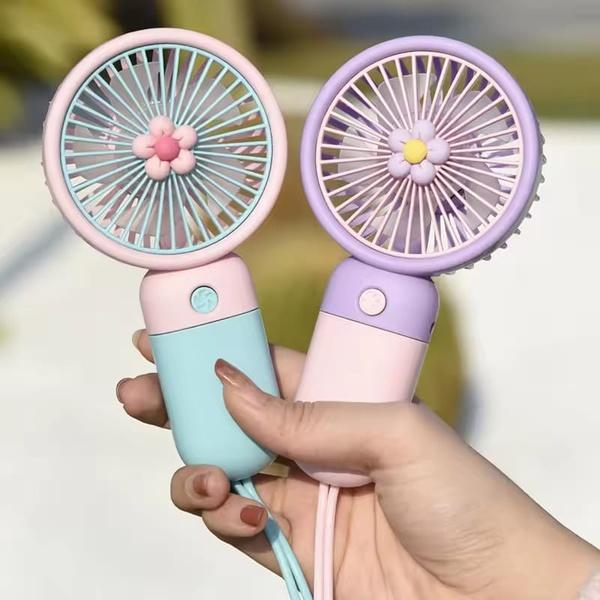 Rechargeable Mini Fan Yellow Mint Green USB