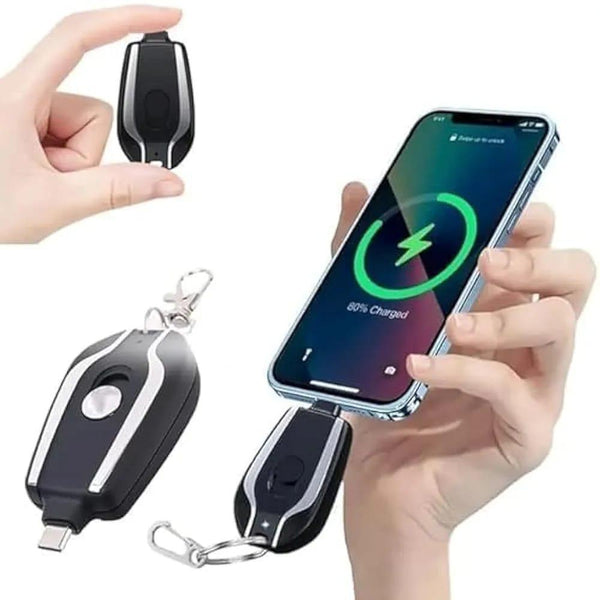 Fast Charging Keychain Power Bank Black