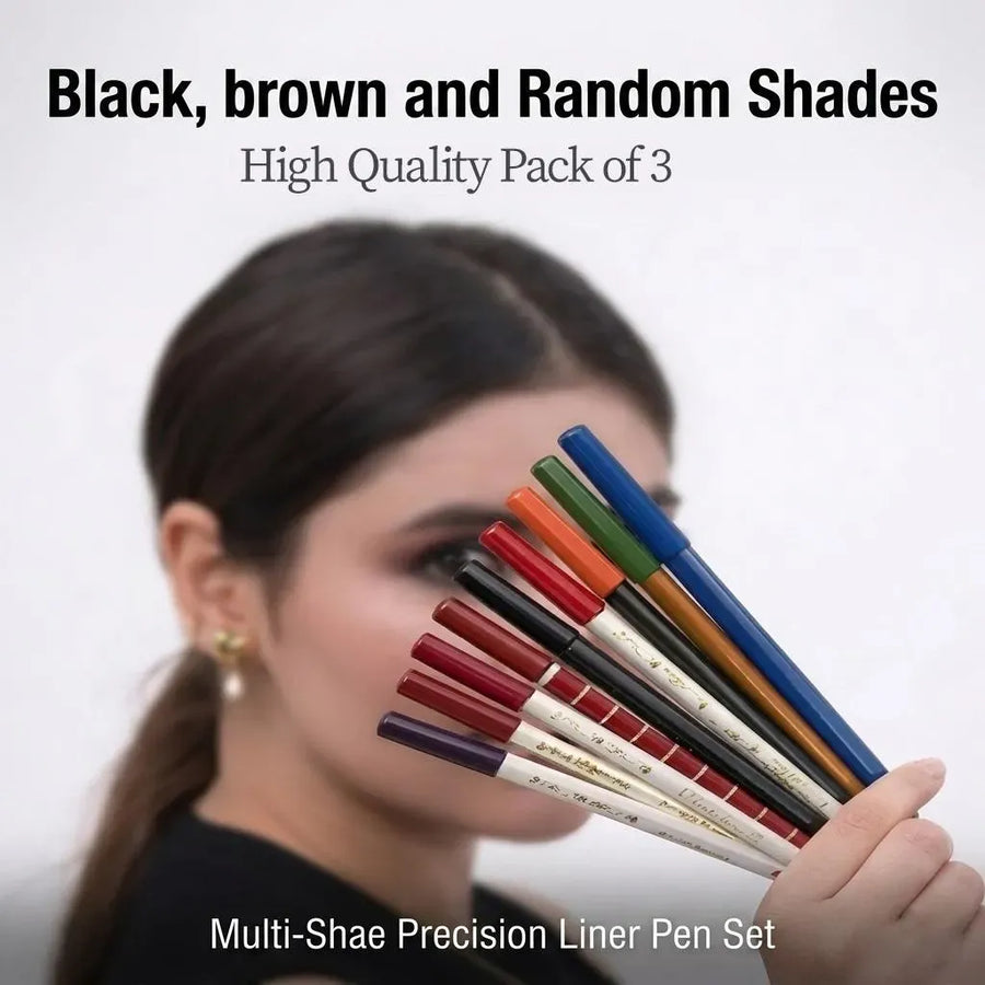 Multi-Shade Precision Liner Pen Set 3 Pcs Matte High Pigment