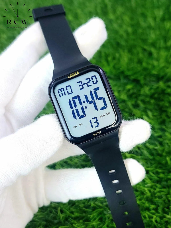 Black Digital Sport Watch with Alarm & Date Display