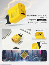 USB-C Fast Charging Adapter Yellow 3A
