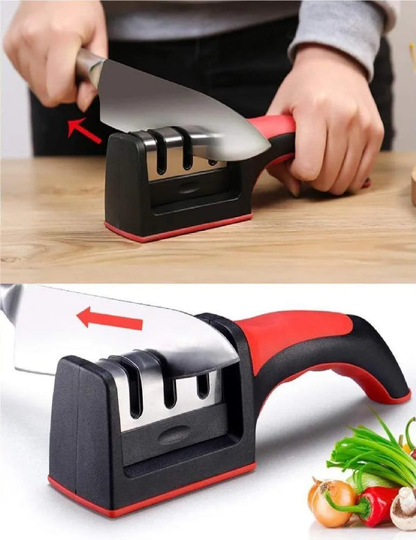 3-Stage Stainless Steel Knife Sharpener with Ergonomic Handle