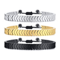 Men's Chevron Bracelet Crystal Silver Golden Black Adjustable