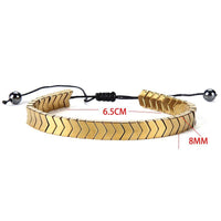 Men's Chevron Bracelet Crystal Silver Golden Black Adjustable