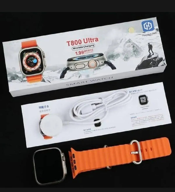 T800 Ultra Smart Watch Yellow Black HD Bluetooth Health Tracker