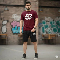 Men Printed Track Suit 2Pcs Polyester Summer 2 colors