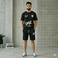 Men Printed Track Suit 2Pcs Polyester Summer