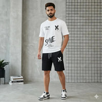 Men Printed Track Suit 2Pcs Polyester Summer
