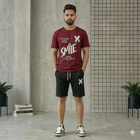 Men Printed Track Suit 2Pcs Polyester Summer