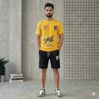 Men Printed Track Suit 2Pcs Polyester Summer