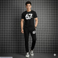 Men Printed Track Suit 2Pcs Polyester Summer
