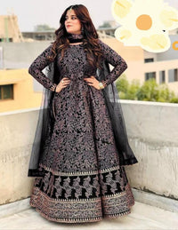 Women Katan Silk Maxi Suit Set with Dupatta 3cm