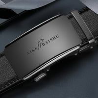 Men Black Leather Automatic Buckle Belt