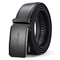 Men Black Leather Automatic Buckle Belt