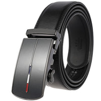 Men Black Leather Automatic Belt 100-135CM