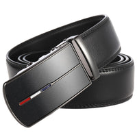 Men Black Leather Automatic Belt 100-135CM