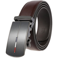 Men Black Leather Automatic Belt 100-135CM