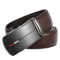 Men Black Leather Automatic Belt 100-135CM