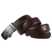 Men Black Leather Automatic Belt 100-135CM