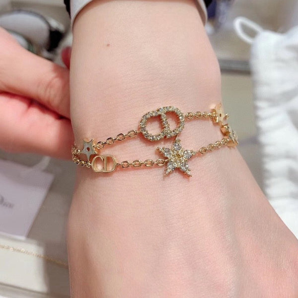 Gold Star & CD Charm Bracelet Set for Women