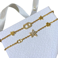 Gold Star & CD Charm Bracelet Set for Women